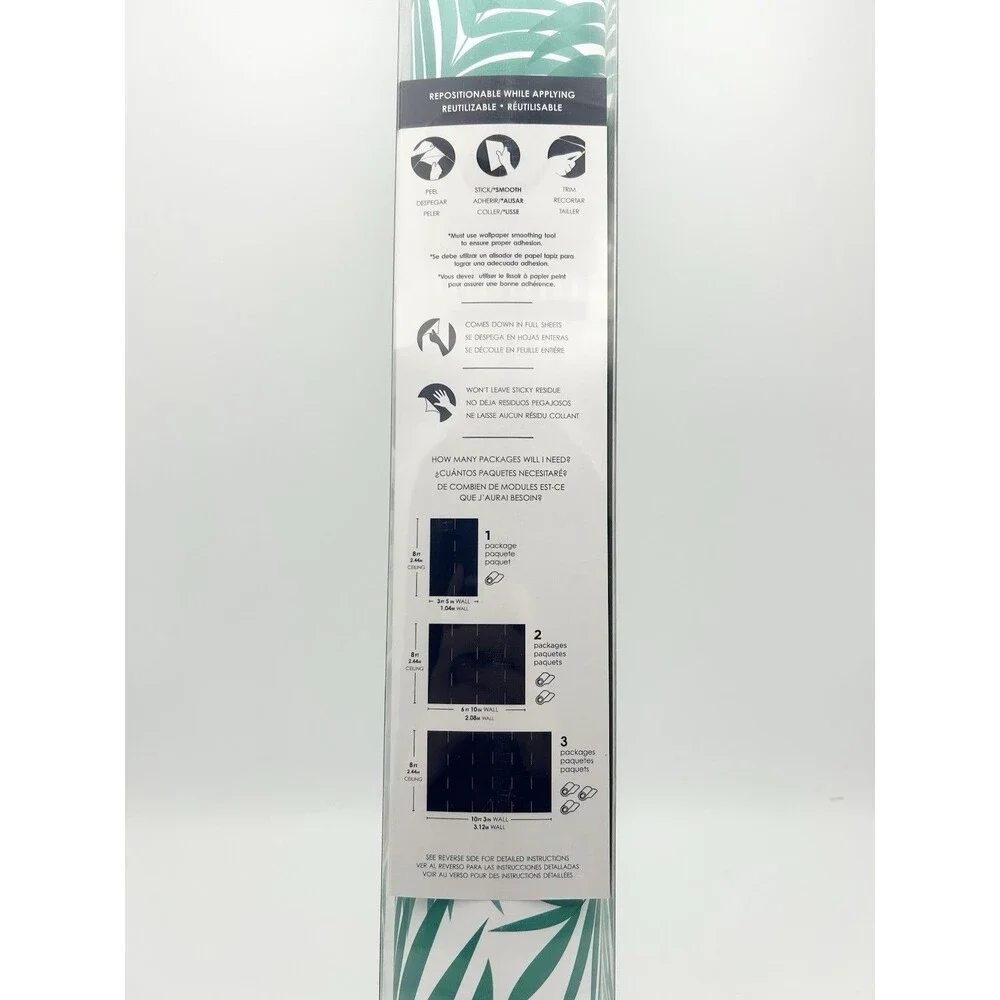 1 Roll Packed Party Peel And Stick Wallpaper Stay Palm Leaves